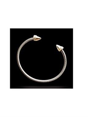 Dainty Twisted Cable Bracelet - Silver with Gold Accents and Rhinestones
